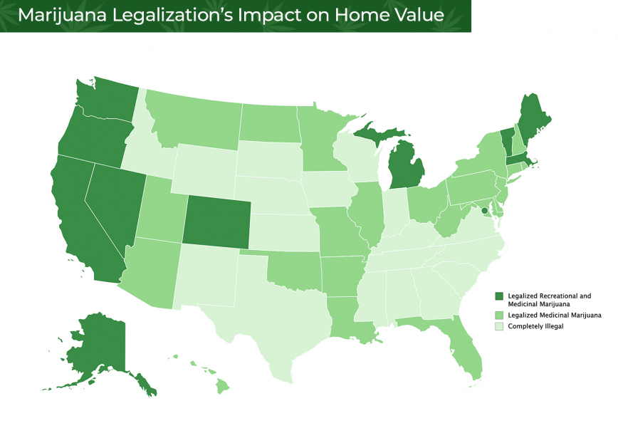 Mapa de estados de EE. UU. con legalización de la marihuana